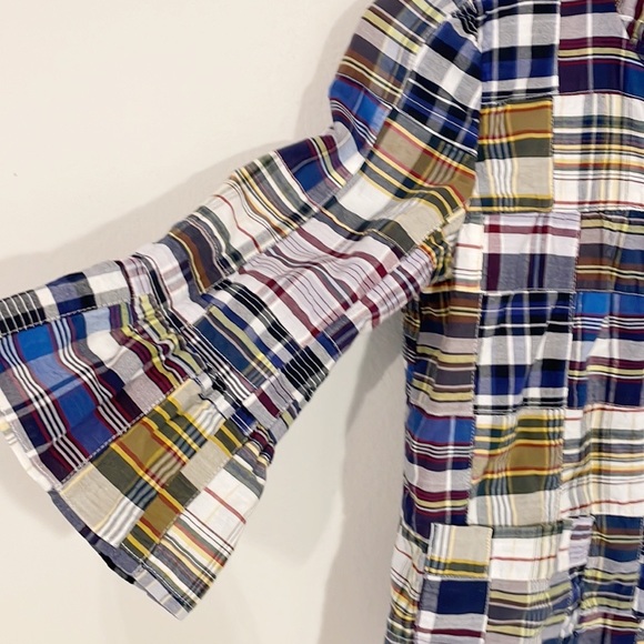 J.CREW Plaid Patchwork Blazer Cropped Button Front 3/4 Sleeves, Pockets Size 2 - Picture 4 of 8